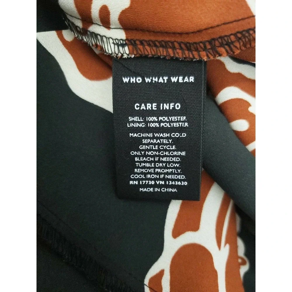 WHO WHAT WEAR WOMEN’S SIZE SMALL BLACK & BROWN BUTTON FRONT FLORAL DRESS - Picture 7 of 7